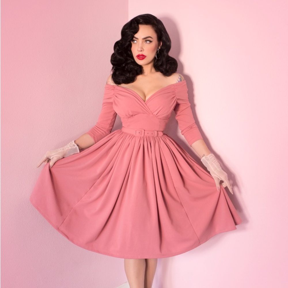 Vixen by Micheline Pitt Scarlet Swing Dress in Pink 3X